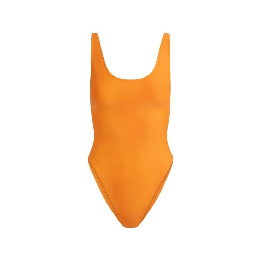 SKIMS NWT Signature Swim Scoop Neck One Piece - Tangerine - Picture 3 of 4